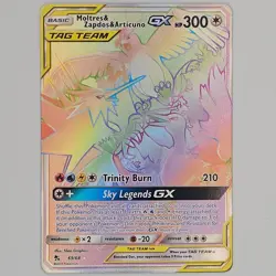 Pokemon Moltres Zapdos Articuno GX Rainbow 69/68 Hidden Fates NM - Image 1