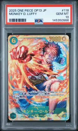 2025 ONE PIECE JAPANESE OP13-CARRYING ON HIS WILL #118 MONKEY D. LUFFY PSA 10 - Image 1