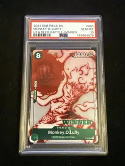 2024 One Piece Promos Monkey D. Luffy Uta Deck Battle-Winner PSA 10 #061 - Image 1