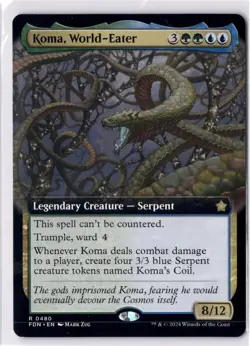 Koma, World Eater NM/M* EXTENDED Foundations ENGLISH 0480 mtg -UnltdCards - Image 1