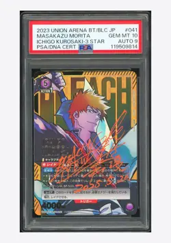Union Arena PSA10 AUTO9 Ichigo Kurosaki 3 STAR Masakazu Morita 2023 BLC-041 JPN - Image 1