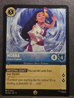 Moana Curious Explorer 155/204 Disney Lorcana Card – Pack Fresh (Damaged Corner) - Image 1