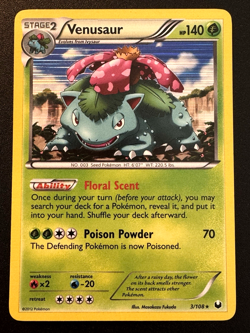 Venusaur 3/108 BW Dark Explorers Pokemon Card Holo Foil Rare LP - Image 1
