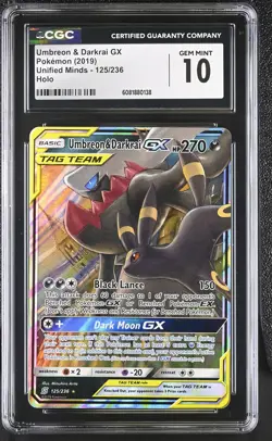 CGC 10 GEM MINT Umbreon & Darkrai GX Unified Minds 125/236 Holo Pokemon Card - Image 1