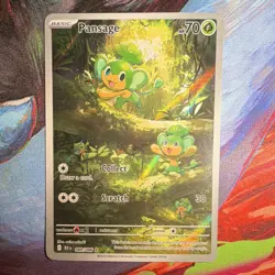Pokemon Pansage Illustration Rare Holo Sv: Black Bolt 089/086 Basic 70 HP - Image 1