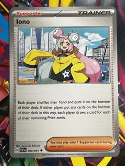 Iono 080/091 SV: Paldean Fates Regular Nintendo Pokemon Card NM - Image 1