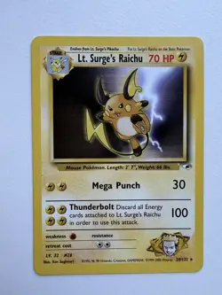 Pokemon Lt. Surge’s Raichu 28/132 Gym Challenge WOTC 2000 Non Holo Rare NM - Image 1
