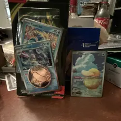 Pokemon TCG Card Lot Clauncher Clawitzer Psyduck with Coin - English - Image 1