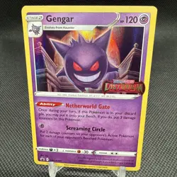 Pokemon TCG Gengar SWSH241 Lost Origin Stamped Prerelease Black Star - Image 1