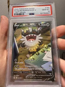 Pokemon Galarian Perrserker V Full Art Ultra Rare Lost Origin 184/196 PSA 10 - Image 2