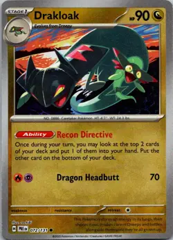 Drakloak (Master Ball Pattern) 072/131 Holo SV: Prismatic Evolutions Pokemon NM - Image 1