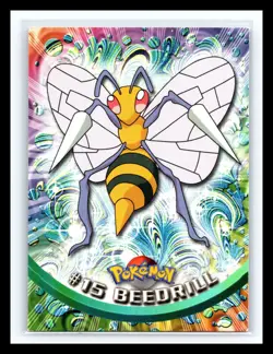 💥 BEEDRILL 1999 Topps Pokemon TV Non Holo Animation 2nd Series Black Logo # 15 - Image 1