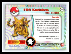 💥 KADABRA 1999 Topps Pokemon TV Non Holo Animation 2nd Series Black Logo # 64 - Image 2