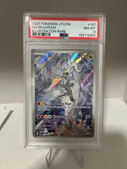 2025 POKEMON JTG EN-JOURNEY TOGETHER #167 N'S RESHIRAM PSA 8 - Image 1