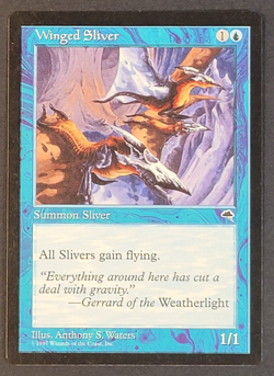 MTG - 1x Winged Sliver- Tempest - Light Play LP - Vintage - Blue - Common Magic - Image 1