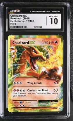 🔥🔥 CGC 10 Charizard EX 12/108 Evolutions 2016 Pokemon Card - Image 1