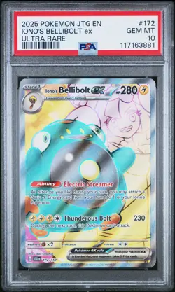 2025 POKEMON JTG EN-JOURNEY TOGETHER ULTRA RARE #172 IONO'S BELLIBOLT EX PSA 10 - Image 1