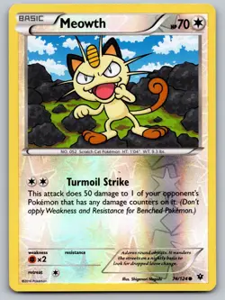 Meowth 74/124 Common Fates Collide Pokemon Reverse Holo LP - Image 1
