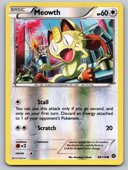 Meowth 88/114 Common Steam Siege Pokemon Reverse Holo LP - Image 1
