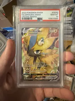 2023 POKEMON SWORD & SHIELD CROWN ZENITH #GG42 FULL ART/ZERAORA VMAX PSA 10 - Image 1