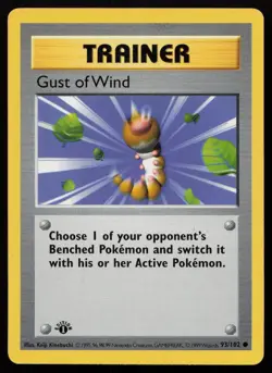 Gust of Wind 93/102 1st Edition Common Base Set Shadowless Pokemon English LP - Image 1