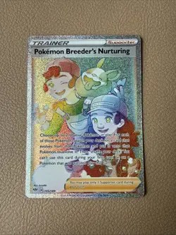 Pokemon Breeder's Nurturing Secret Rare Full Art Trainer Swsh03 195/189 Holo En… - Image 1