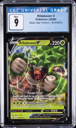 2020 POKEMON BLACK STAR PROMOS #SWSH014 RILLABOOM V CGC 9 - Image 1
