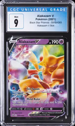 2021 POKEMON BLACK STAR PROMOS ALAKAZAM V BOX #SWSH083 ALAKAZAM V CGC 9 - Image 1