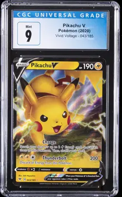 2020 POKEMON VIVID VOLTAGE #043/185 PIKACHU V CGC 9 - Image 1