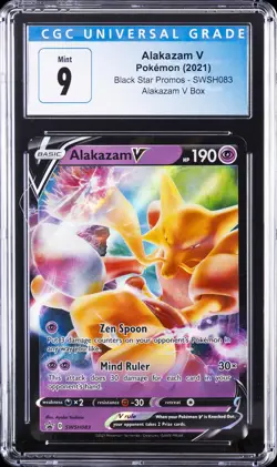 2021 POKEMON BLACK STAR PROMOS ALAKAZAM V BOX #SWSH083 ALAKAZAM V CGC 9 - Image 1