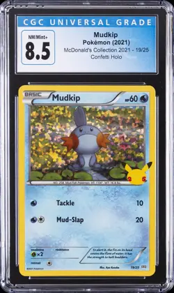 2021 POKEMON MCDONALD'S COLLECTION 2021 CONFETTI HOLO #19/25 MUDKIP CGC 8.5 - Image 1