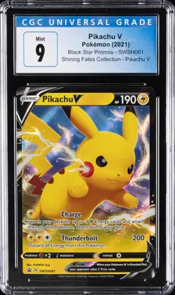 2021 POKEMON BLACK STAR PROMOS #SWSH061 PIKACHU V CGC 9 - Image 1