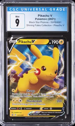 2021 POKEMON BLACK STAR PROMOS #SWSH061 PIKACHU V CGC 9 - Image 1
