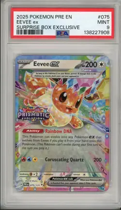 2025 Pokemon Prismatic Evolutions Eevee Ex Surprise Box #075 PSA 9 - Image 1