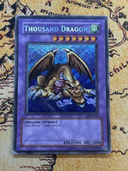 Yugioh Thousand Dragon MRD-143 Secret Rare Unlimited REVERSE FOIL ERROR DMG - Image 1