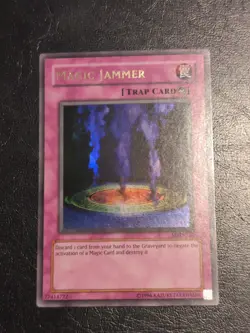 Yu-Gi-Oh ULTRA RARE CARD MAGIC JAMMER MRD-128 1996 VINTAGE PRINT LP - Image 1