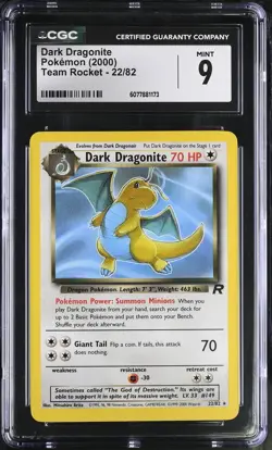 CGC 9 MINT Dark Dragonite 2000 Team Rocket 22/82 Pokemon Card - Image 1