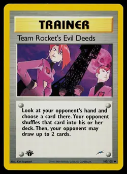 Pokemon Card - Team Rocket's Evil Deeds Neo Destiny 103/105 1st Edition - Image 1