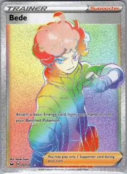 Bede (Secret) 207/202 SWSH01: Sword & Shield Base Set - Pokemon Card - NM - Image 1