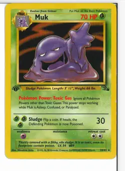 Pokemon TCG Muk Card 28/62 Rare 1st Edition Fossil LP/EX - Image 1