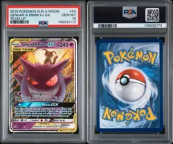 2019 POKEMON SUN & MOON TEAM UP #53 GENGAR & MIMIKYU GX PSA 10 - Image 3