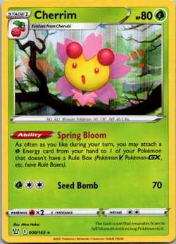2021 Pokemon Battle Styles Cherrim 008/163 Holo Rare TCG - Image 1