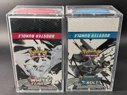 2x Pokemon Black Bolt White Flare Sealed Booster Bundle Display Case W/Acrylic - Image 1