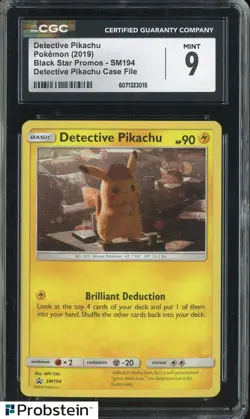 2019 Pokemon Black Star Promos #SM194 Detective Piakchu Case File CGC 9 MINT - Image 1