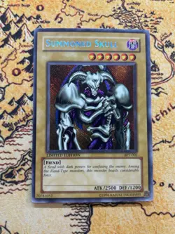 Yugioh Summoned Skull BPT-002 Secret Rare Limited Edition Rever Foil Error DMG - Image 1