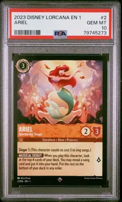 Disney Lorcana TCG Ariel Little Mermaid #2 Non Foil Rare PSA 10 1st Print - Image 1