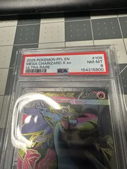 2025 Pokemon Phantasmal Flames Mega Charizard Ex Ultra Rare 109 PSA 8 - Image 2