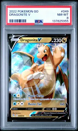 2022 POKEMON GO #049 DRAGONITE V PSA 8 - Image 1
