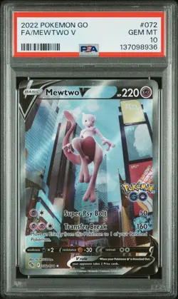 2022 POKEMON GO #072 FULL ART/MEWTWO V PSA 10 - Image 1