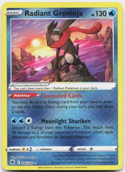 Radiant Greninja 046/189 Radiant Rare Astral Radiance Pokemon Near Mint - Image 1